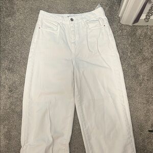 Zara Women's Straight Leg White Jeans